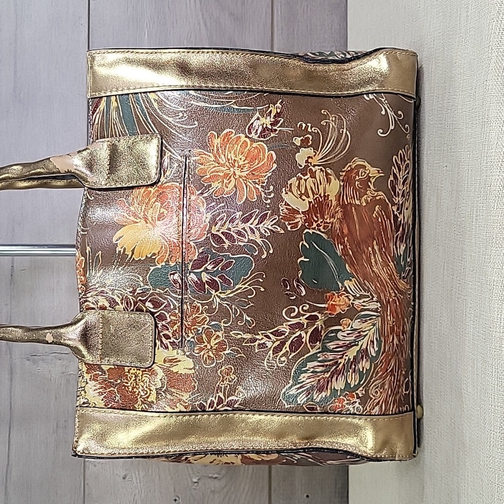 Patricia Nash Gold and Brown Floral Satchel - Picture 4 of 16